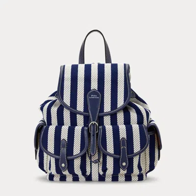 Polo Ralph Lauren Striped Twill Medium Backpack In Blue