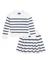 Polo Ralph Lauren Striped Cotton Sweater And Skirt Set In White