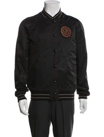 Pre-owned Polo Ralph Lauren Striped Varsity Jacket In Black