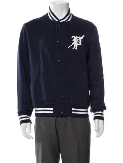 Pre-owned Polo Ralph Lauren Striped Varsity Jacket In Blue