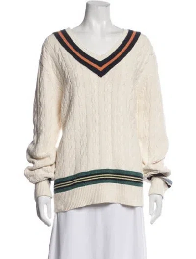 Pre-owned Polo Ralph Lauren Striped V-neck Sweater In Blue/white
