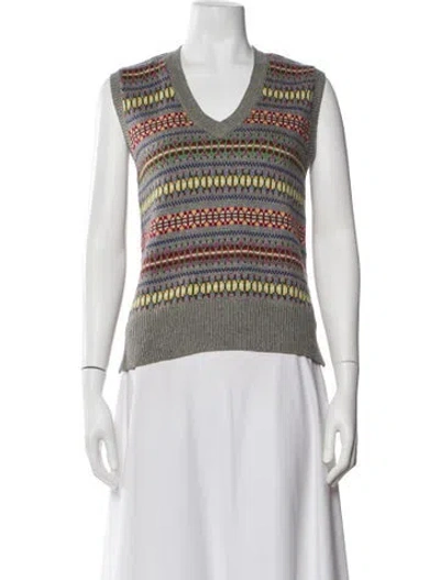 Pre-owned Polo Ralph Lauren Striped V-neck Sweater In Multi