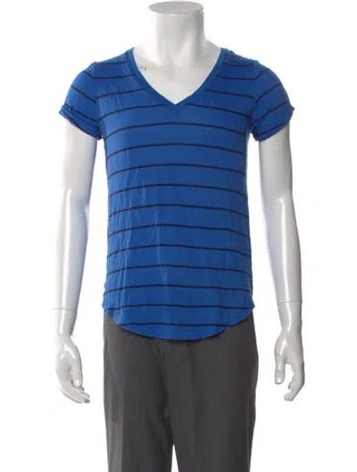 Pre-owned Polo Ralph Lauren Striped V-neck T-shirt In Blue