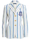Polo Ralph Lauren Striped Wool-cotton Blazer In Blue