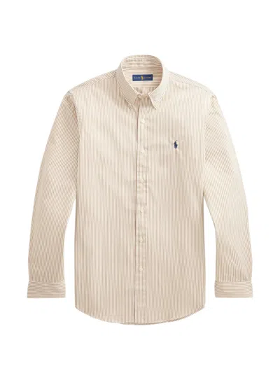 Polo Ralph Lauren Long Sleeve Striped Shirt Button Down Collar In Neutral