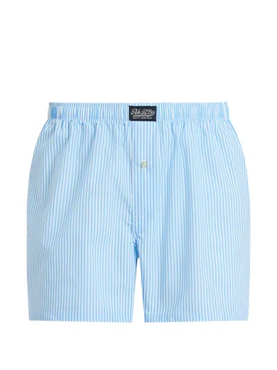 Polo Ralph Lauren Striped-pattern Logo-patch Boxer In Blue