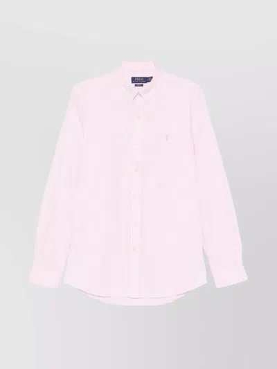 Polo Ralph Lauren Stripes Fitted Oxford Shirt In Rosa