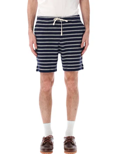 Polo Ralph Lauren Cotton Club Bar Stripe Textured Pull On Short In Blue