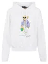 Polo Ralph Lauren Polo Bear Fleece Hoodie With Signature Detailing And Drawstring Hood In Gray
