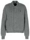 Polo Ralph Lauren Wool-cashmere Blend Bomber Coat With Sweater Knit Finish In Gray