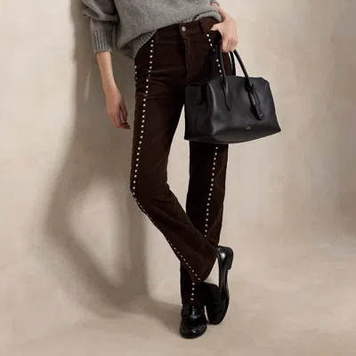 Polo Ralph Lauren Studded Corduroy Straight-leg Pant In Vintage Brown