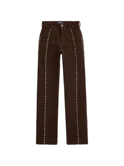 Polo Ralph Lauren Stud-embellished Corduroy Trousers In Brown