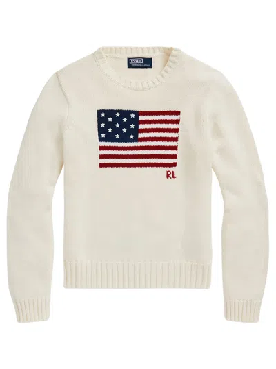 Polo Ralph Lauren Stylish Long Sleeve Ribbed Cuffed Sweater For Women - Size S In White