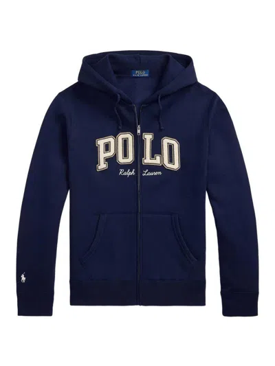 Polo Ralph Lauren Sweatshirt With Embroidered Logo And Zip In Blue