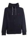 Polo Ralph Lauren Zip-up Hooded Sweatshirt In Cotton-polyester Blend In Blue
