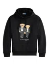 Polo Ralph Lauren Hooded Sweatshirt Featuring Bear Graphic And Ribbed Cuffs In Brown