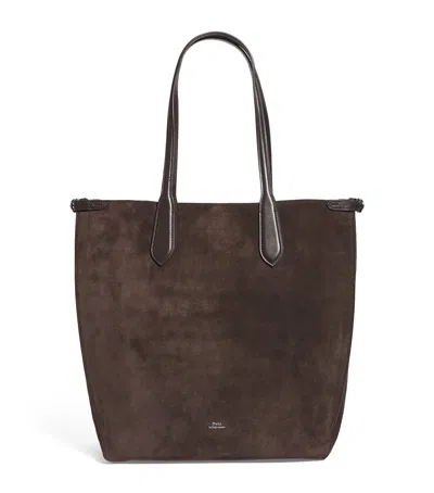 Polo Ralph Lauren Suede Bellport Tote Bag In Brown