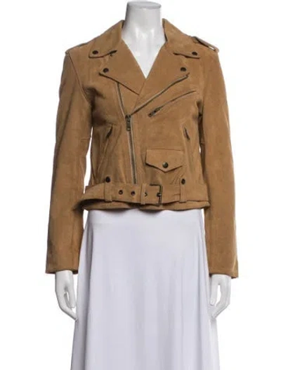 Pre-owned Polo Ralph Lauren Suede Biker Jacket W/ Tags In Brown