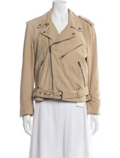 Pre-owned Polo Ralph Lauren Suede Biker Jacket W/ Tags In Neutral