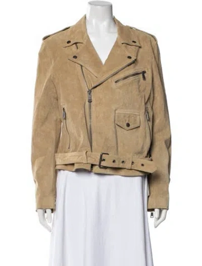Pre-owned Polo Ralph Lauren Suede Biker Jacket W/ Tags In Neutrals