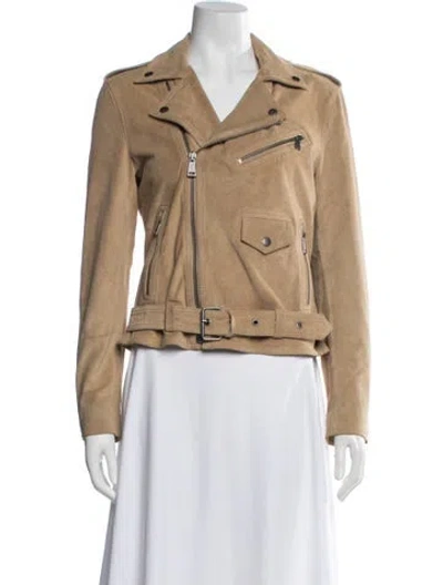 Pre-owned Polo Ralph Lauren Suede Biker Jacket W/ Tags In Neutrals
