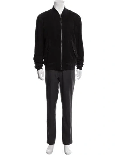 Pre-owned Polo Ralph Lauren Suede Bomber Jacket In Black