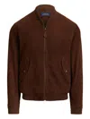 Polo Ralph Lauren Suede Bomber Jacket In Brown