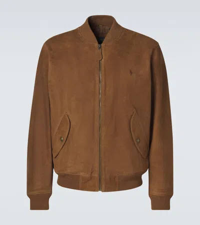 Polo Ralph Lauren Suede Bomber Jacket In Brown