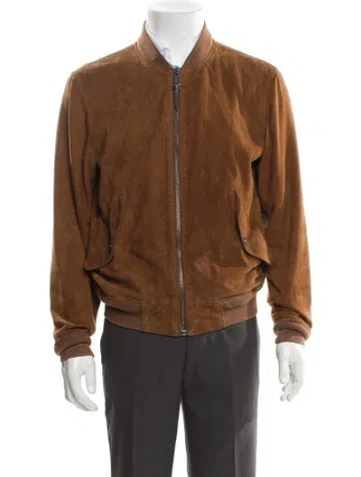 Pre-owned Polo Ralph Lauren Suede Bomber Jacket In Brown