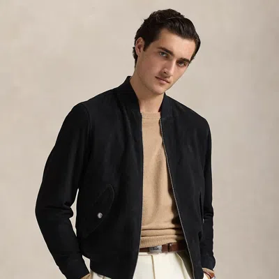 Polo Ralph Lauren Suede Bomber Jacket In Navy