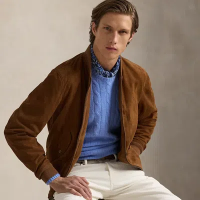 Polo Ralph Lauren Suede Bomber Jacket In Brown