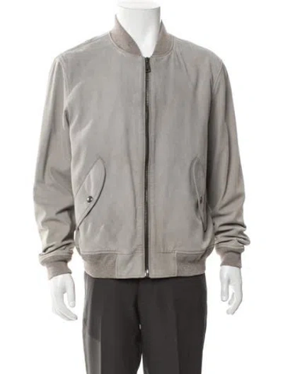 Pre-owned Polo Ralph Lauren Suede Bomber Jacket In Gray
