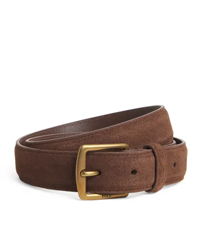 Polo Ralph Lauren Suede Buckle Belt In Brown