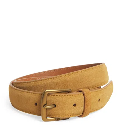 Polo Ralph Lauren Suede Buckle Belt In Gold