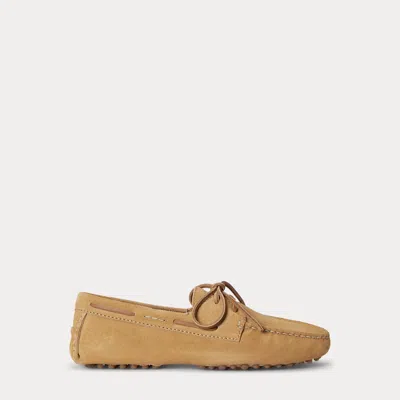 Polo Ralph Lauren Suede Camp Driver In Caramel