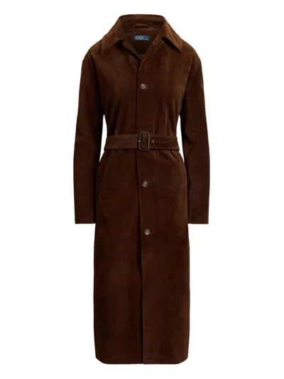 Polo Ralph Lauren Suede Coat In Brown