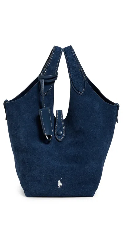 Polo Ralph Lauren Suede Crossbody Bag Dark Jean In Blue