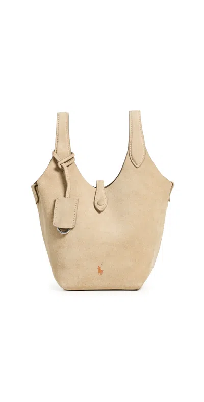 Polo Ralph Lauren Suede Crossbody Small Bag Cashew In Brown