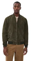 Polo Ralph Lauren Suede Flight Jacket Dark Loden In Green