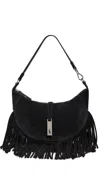 Polo Ralph Lauren Suede Fringe Shoulder Bag Black