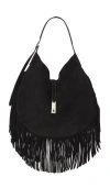 Polo Ralph Lauren Large Fringe Suede Id Shoulder Bag In Black
