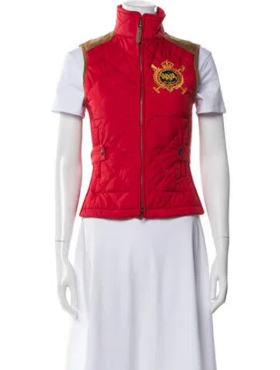 Pre-owned Polo Ralph Lauren Suede Graphic Print Vest In Red