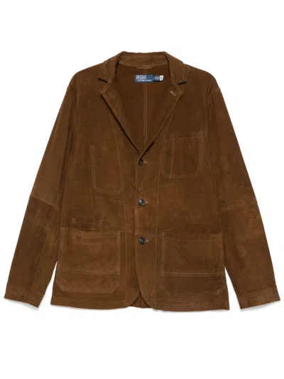 Polo Ralph Lauren Suede Jacket In Brown