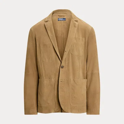 Polo Ralph Lauren Suede Jacket In Khaki