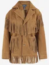 Polo Ralph Lauren Suede Jacket With Fringes And Large Pockets In Brown