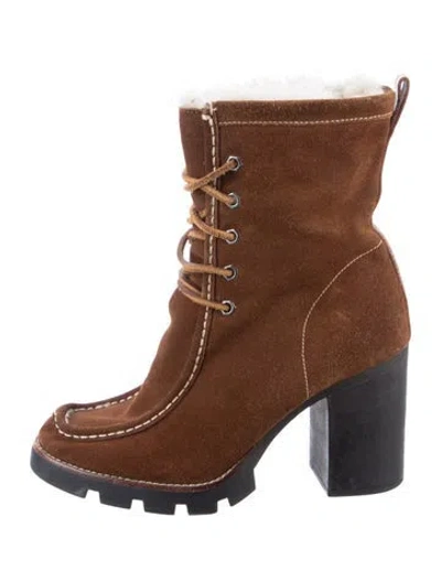 Pre-owned Polo Ralph Lauren Suede Lace-up Boots In Brown