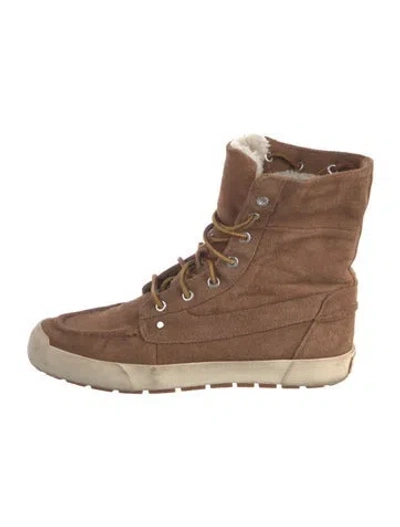 Pre-owned Polo Ralph Lauren Suede Lace-up Boots In Brown