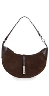 Polo Ralph Lauren Suede Leather Id Mini Shoulder Bag Chocolate In Brown