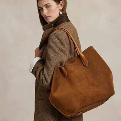 Polo Ralph Lauren Suede-leather Large Bellport Tote In Cinnamon
