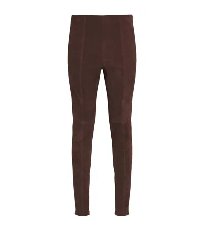 Polo Ralph Lauren Suede Leggings In Burgundy